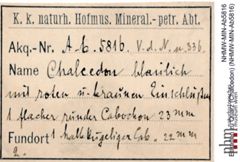 Etiketten zu Quarz (Chalcedon) (NHMW-MIN-Ab5816)